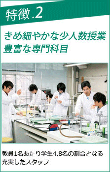 特徴2）きめ細やかな少人数授業 豊富な専門科目